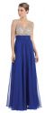 Bejeweled Mesh Bust Long Prom Pageant Dress in Royal Blue